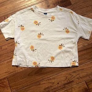 Old Navy Sunflower cropped short sleeve tee Kids XL 14-16